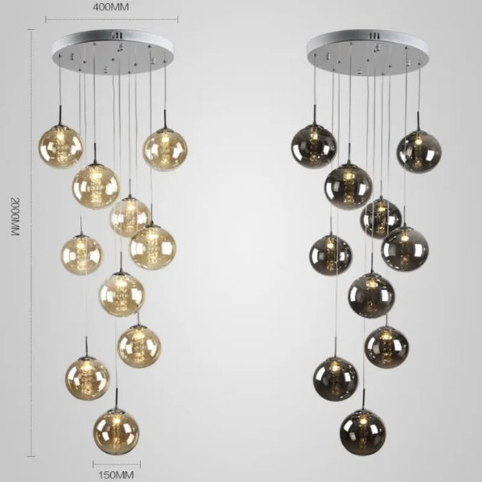Glass stairwell chandelier