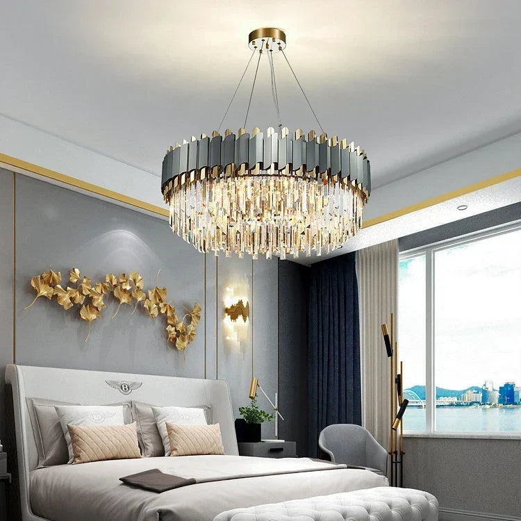 Steel crystal chandelier