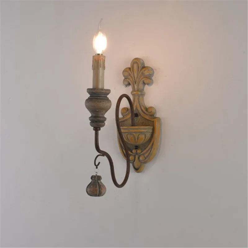 Vintage wood iron wall light