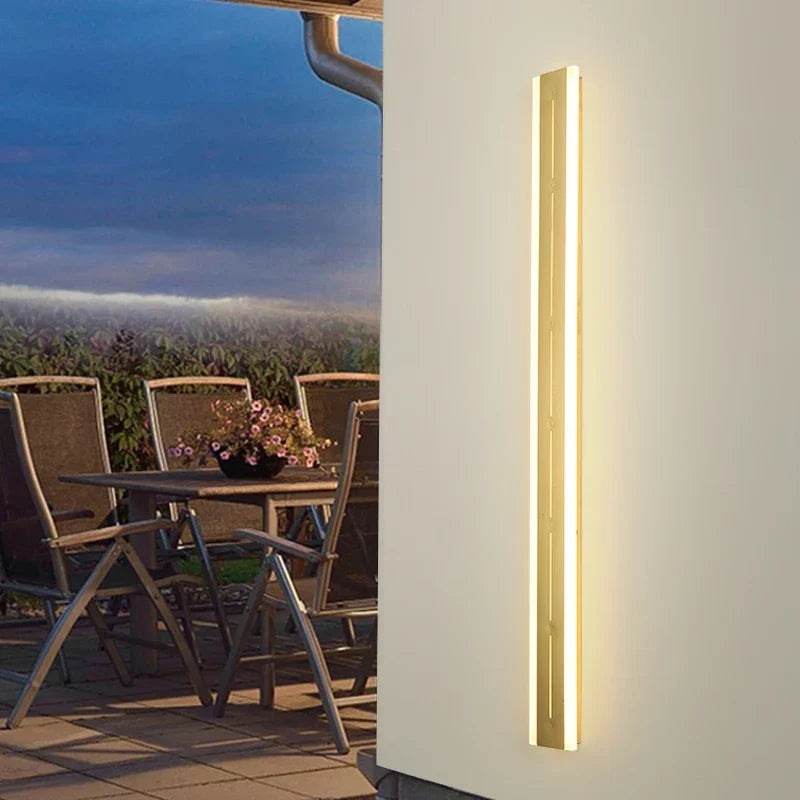 Strip sconce on an exterior wall