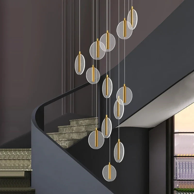 Spiral staircase chandelier
