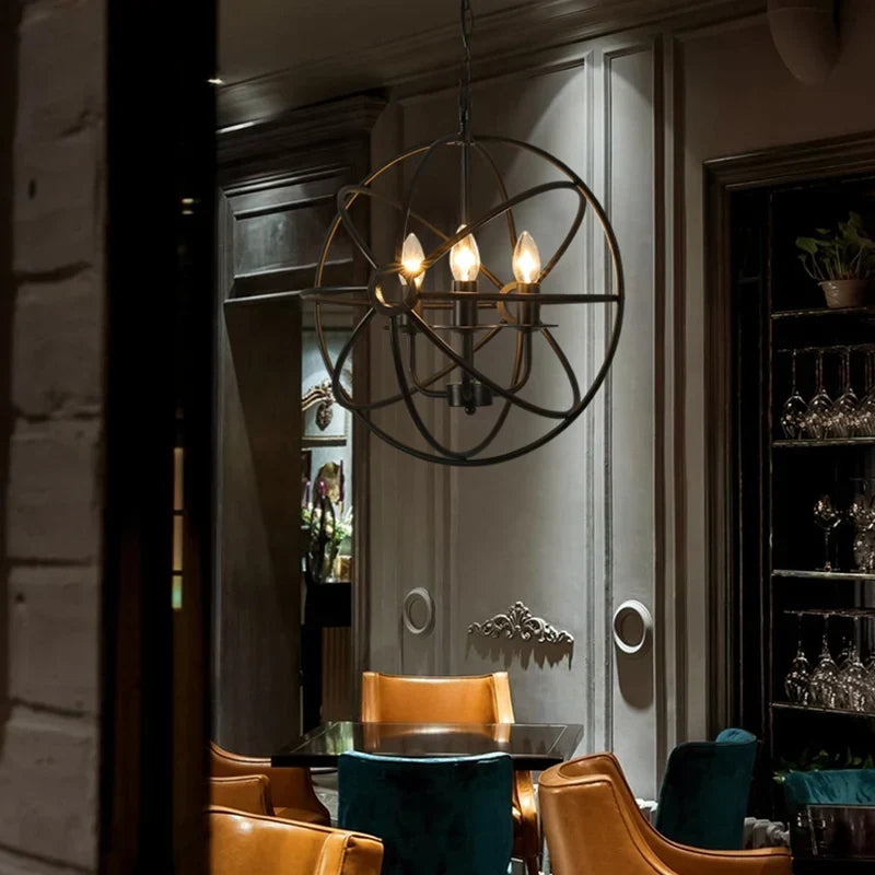 Iron sphere chandelier