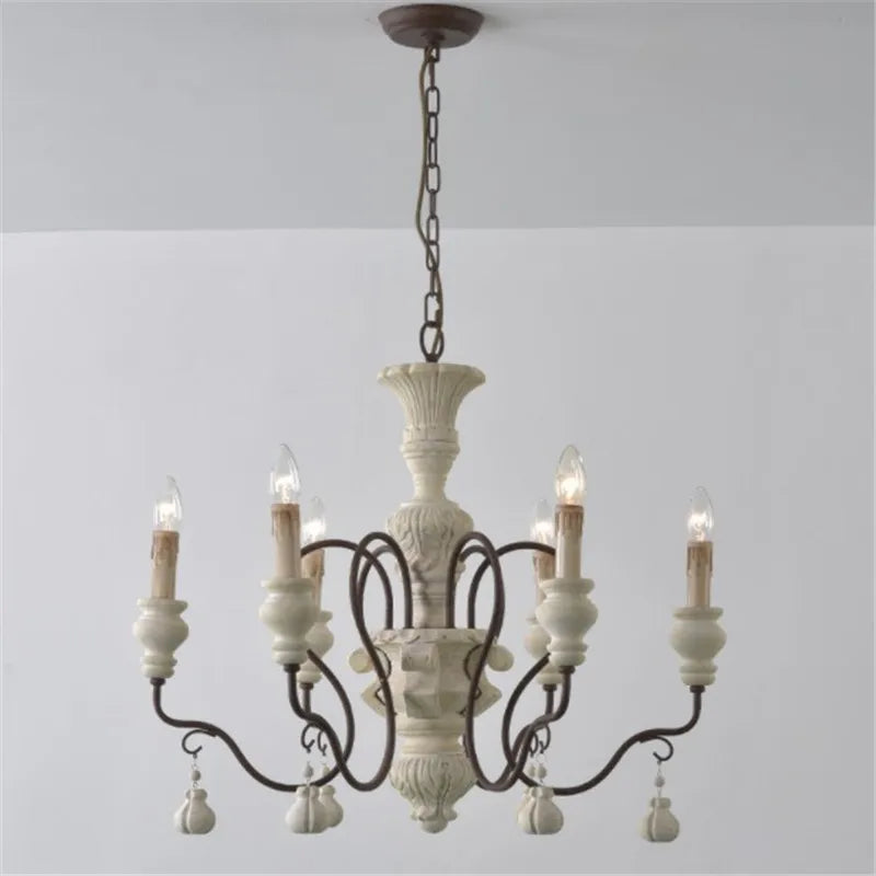 White wood chandelier