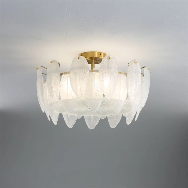 Feather glass ceiling light
