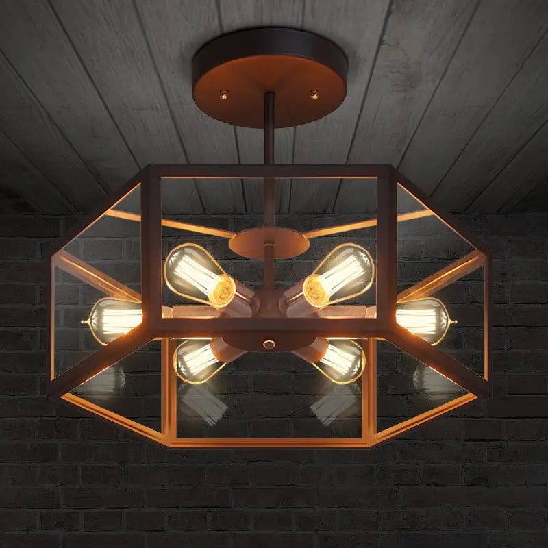 Hexagonal glass ceiling light
