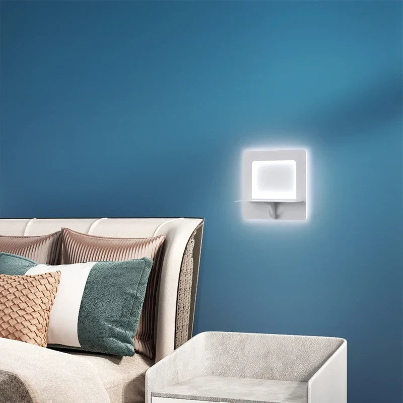 Pink shelf light in a bedroom