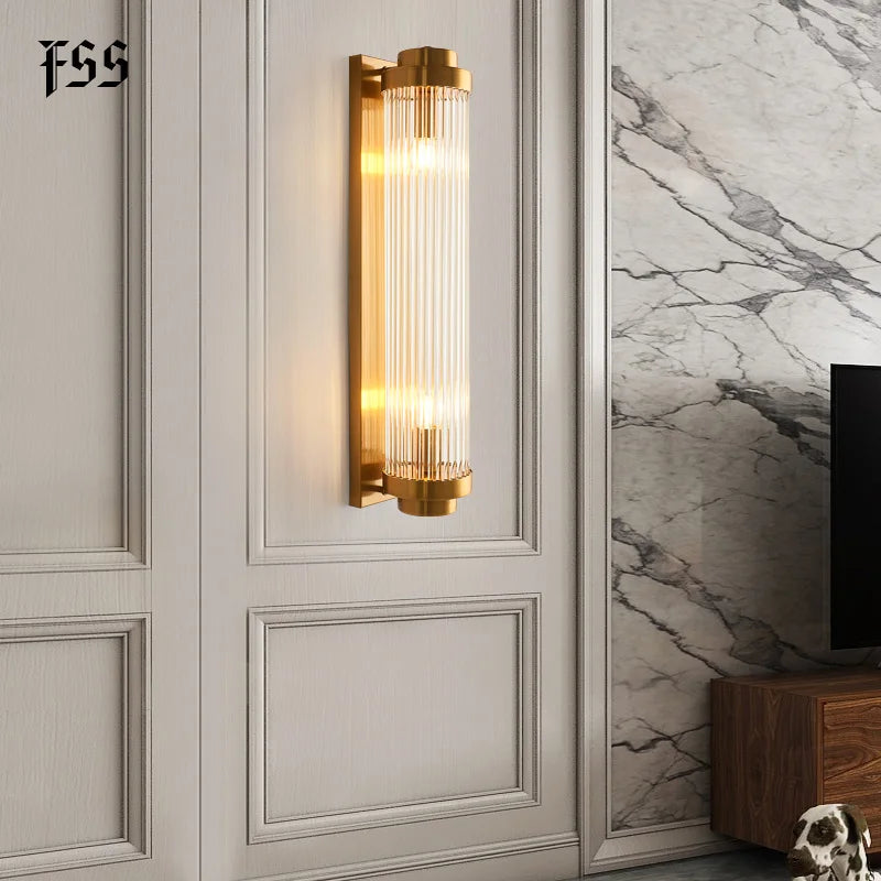 Crystal wall light in a living room