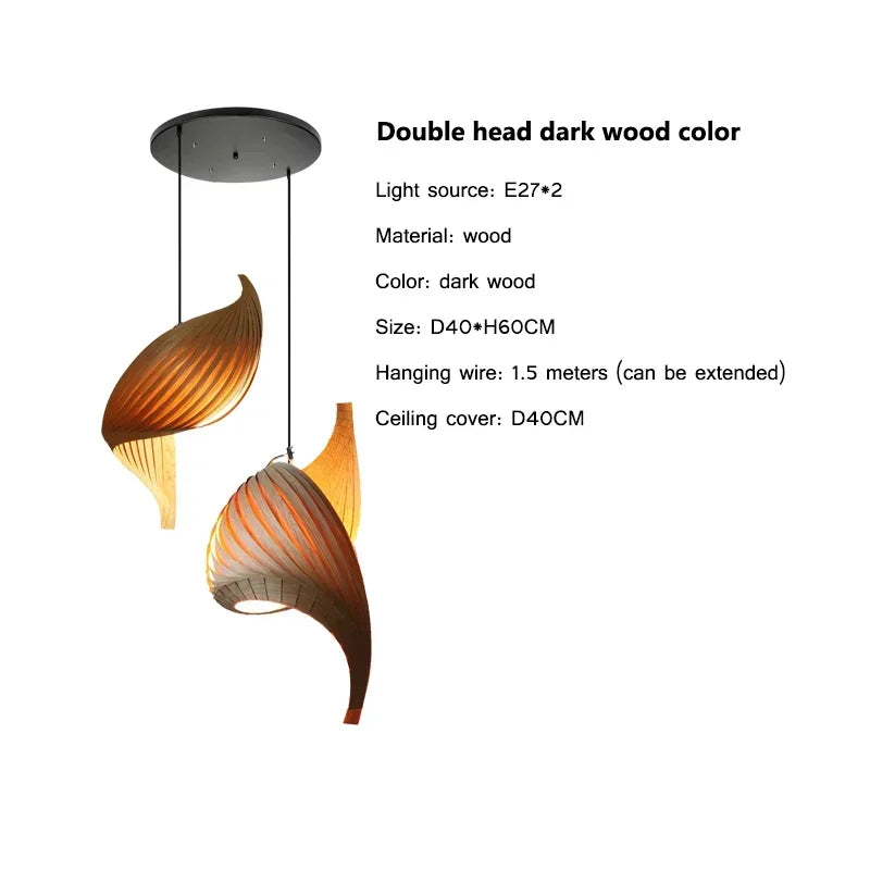 Japanese Pleated Wood Pendant, view 14