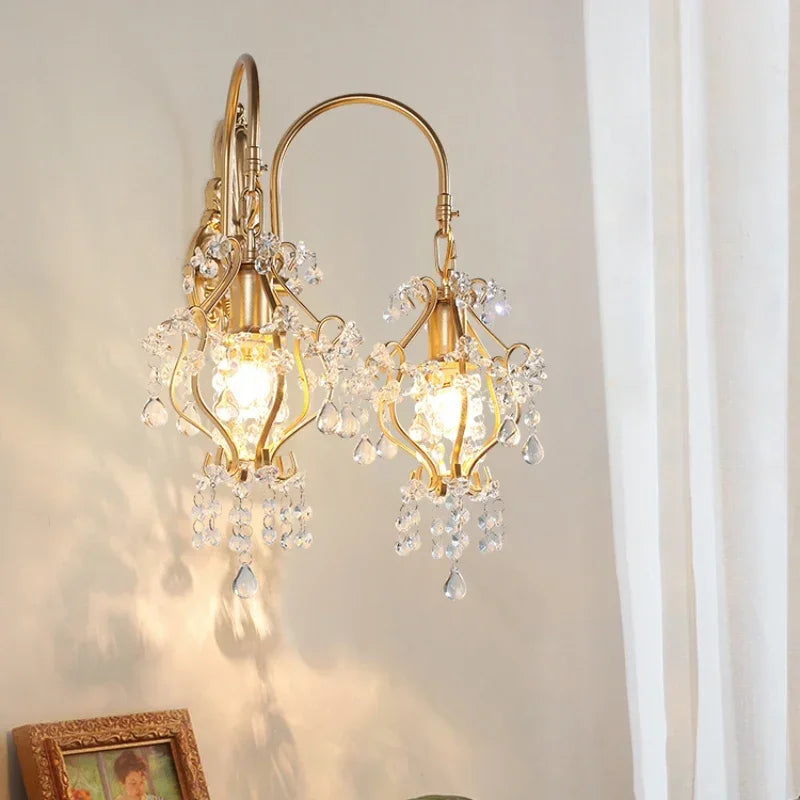 Gold crystal sconce