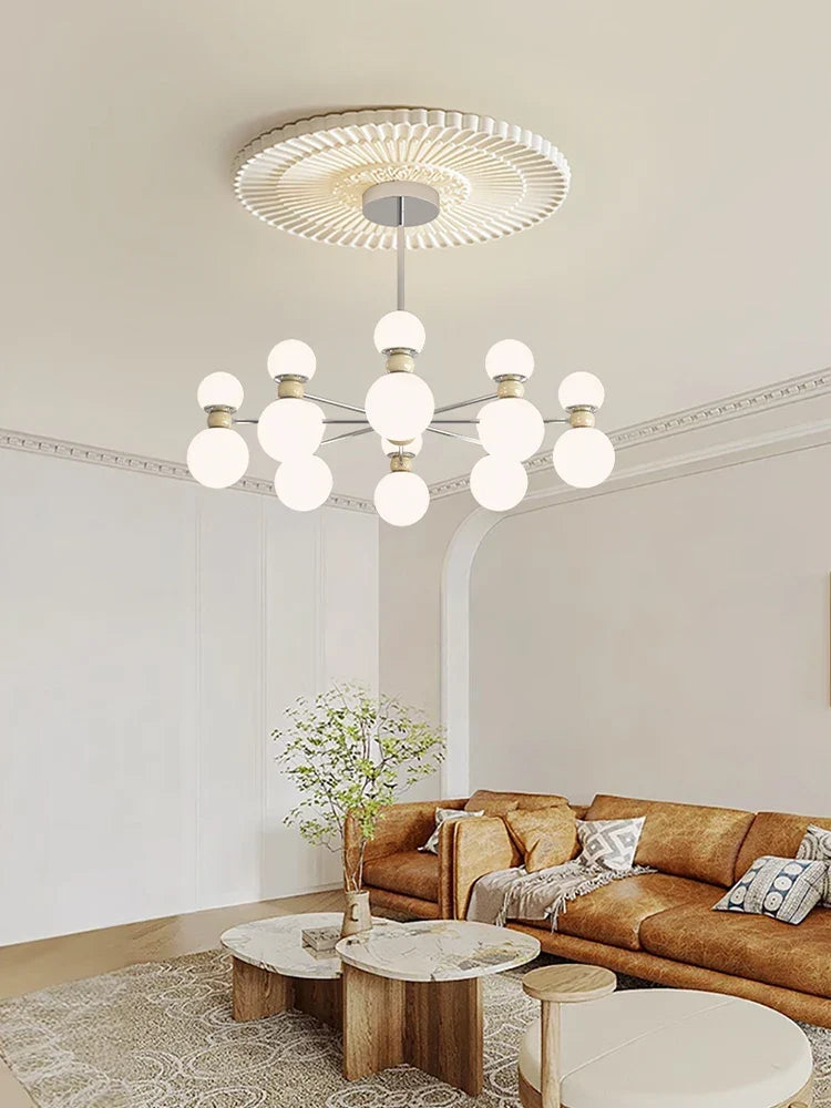 Beige multi-light chandelier