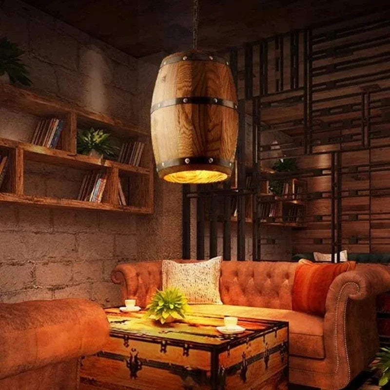 Industrial wood pendant