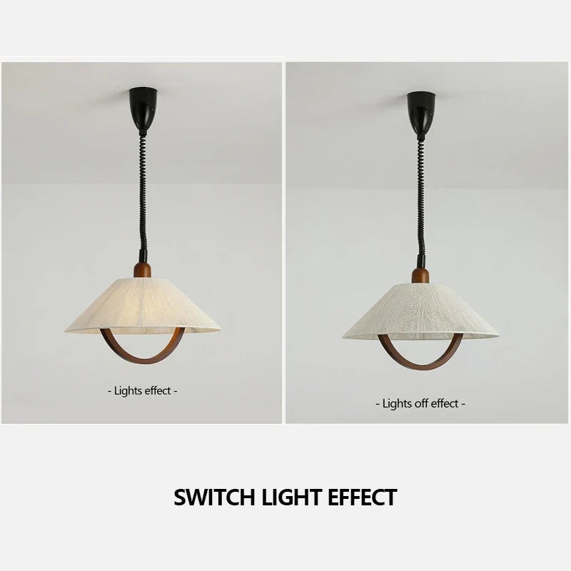 Retro Fabric LED Pendant, Beige, view 5