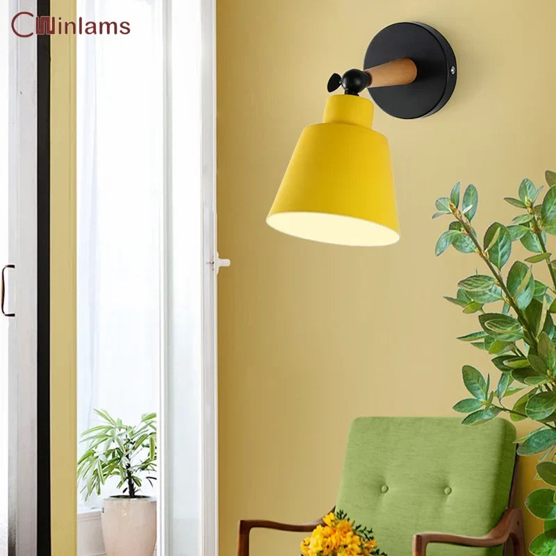 Nordic solid wood wall light