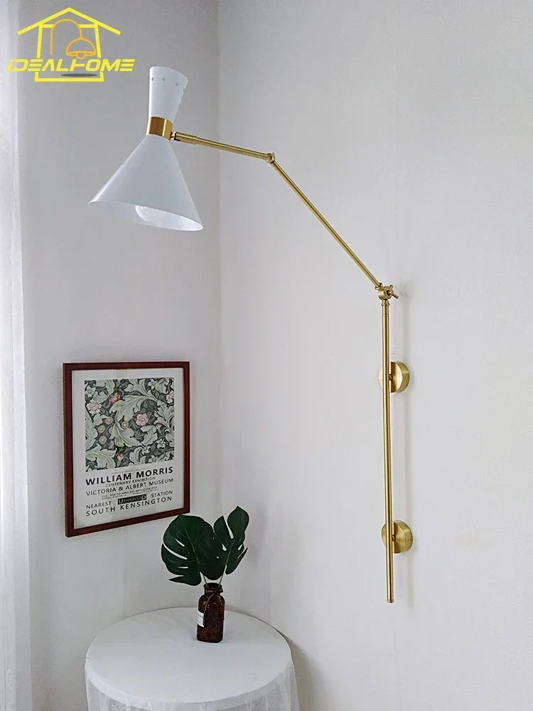 Brass swivel wall light