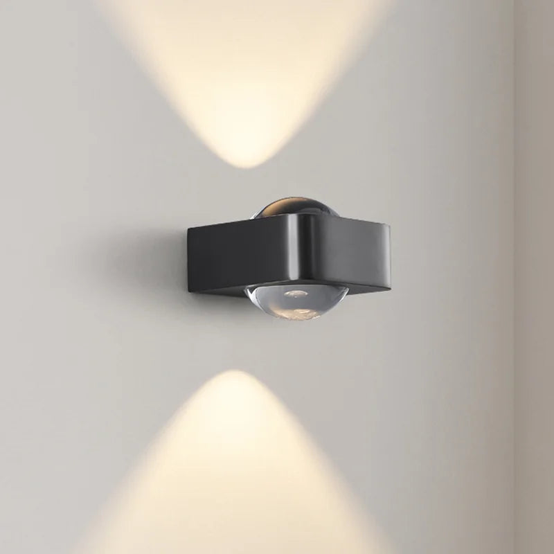 Square copper double head LED wall light