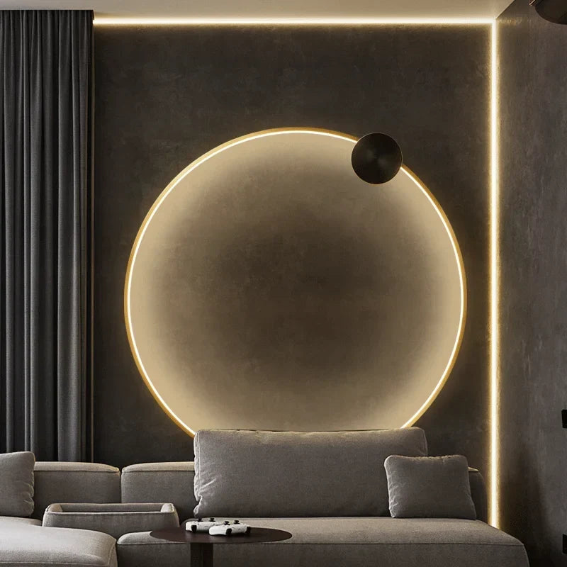 Copper ring sconce on a wall