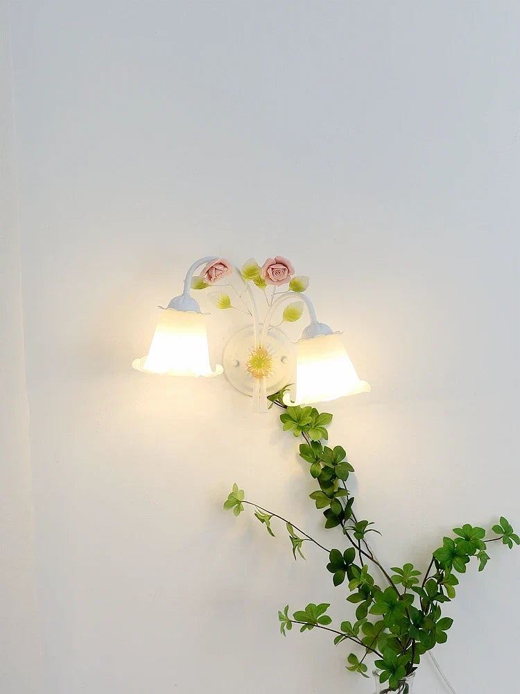 Pink flower sconce