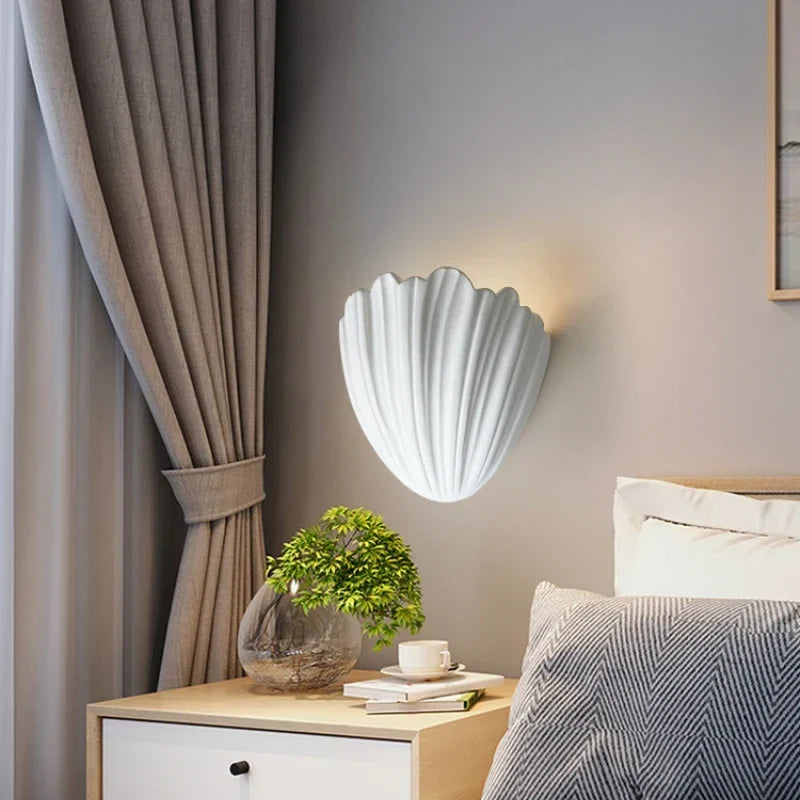 White gypsum shell LED wall light