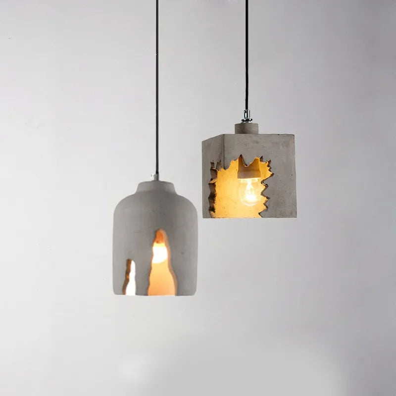 Cement pendants over a bar