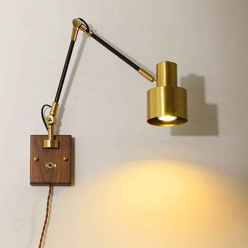 Swivel copper wood wall light