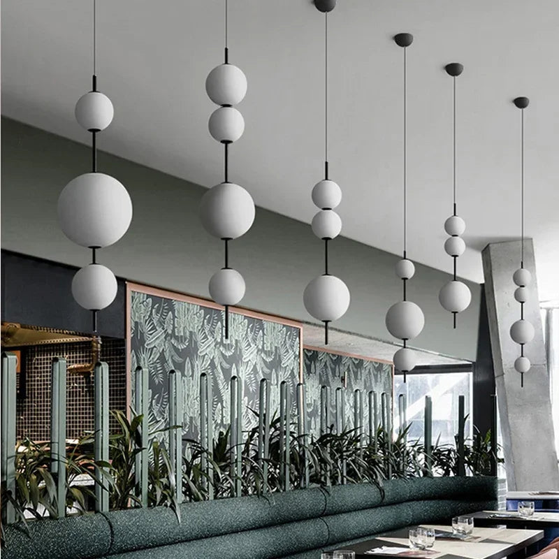 Modern White Glass Pendant, view 3
