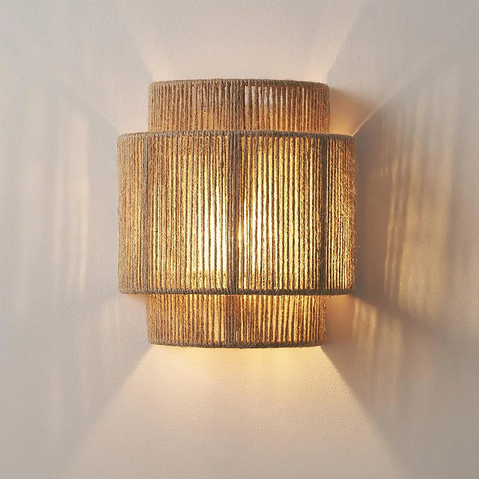 Boho hemp rope wall light