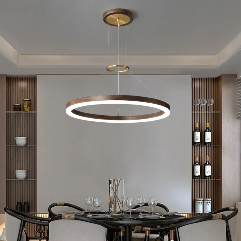 Walnut LED chandelier