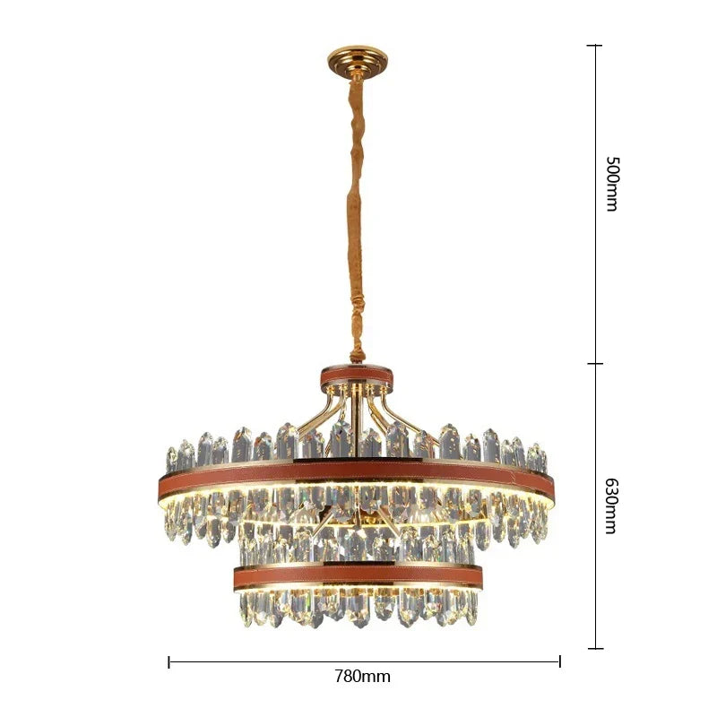 Crystal and Leather Chandelier, view 11