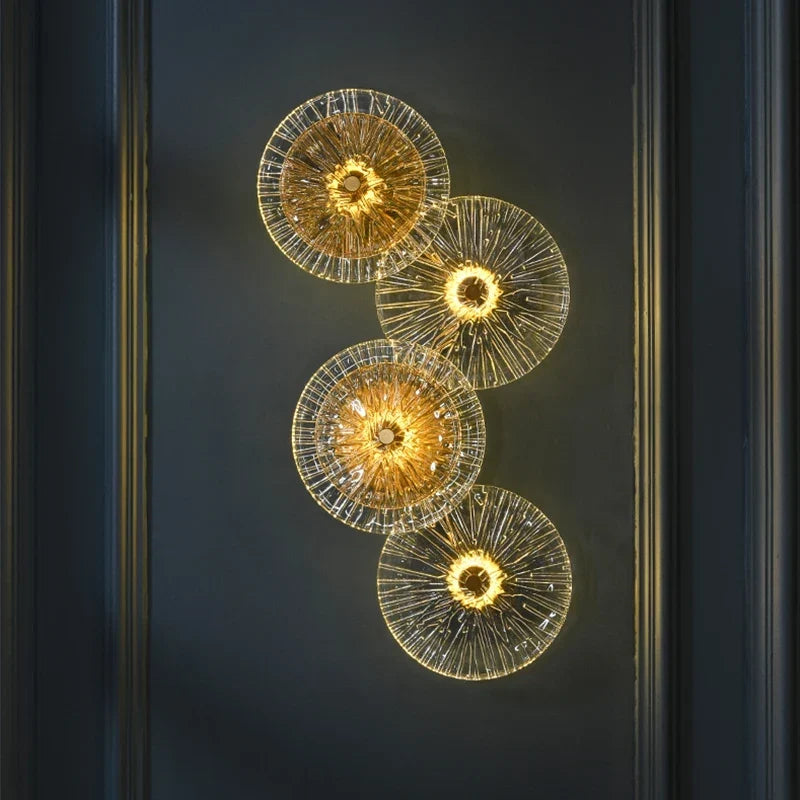 Round crystal LED wall light