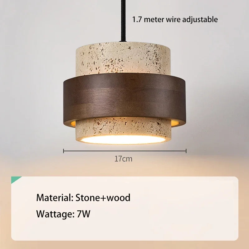 Walnut Wood Stone Retro Pendant, view 6