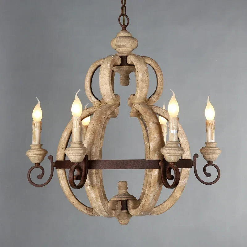 Rustic wood chandelier