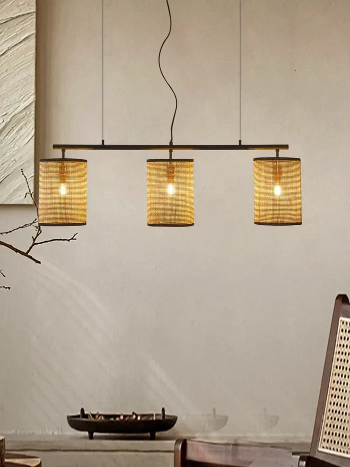 Rattan linear pendant