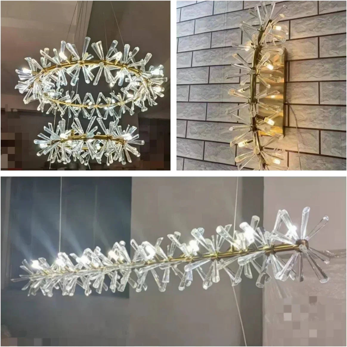 Three-ring crystal chandelier in a foyer