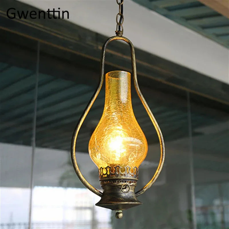 Retro kerosene lamp pendant