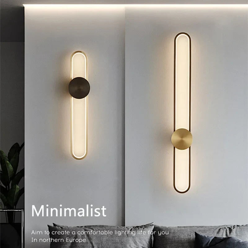Modern linear gold LED wall light