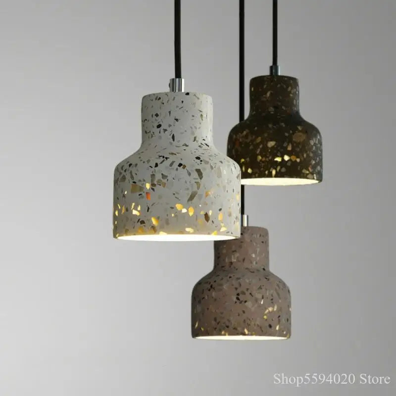 Colorful cement pendants in a cafe