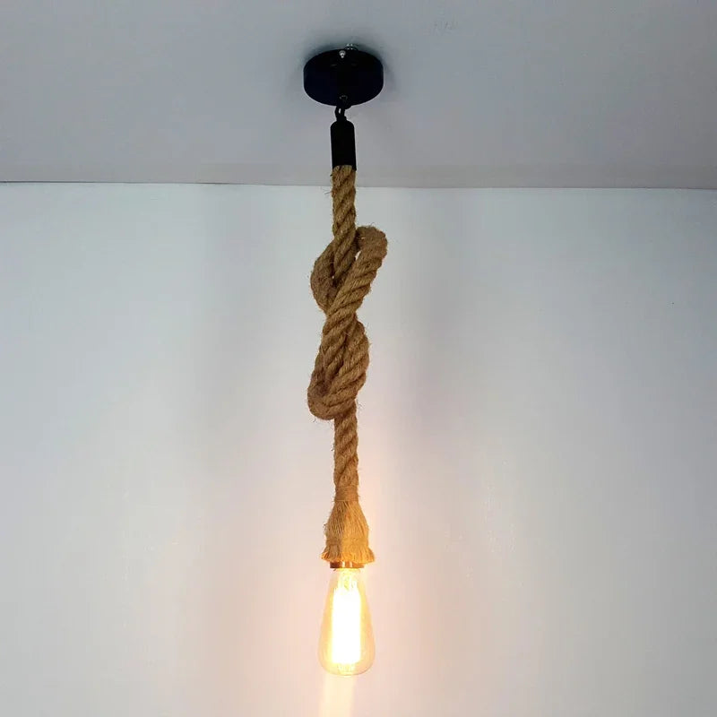 Wicker Hemp Rope Pendant, view 6
