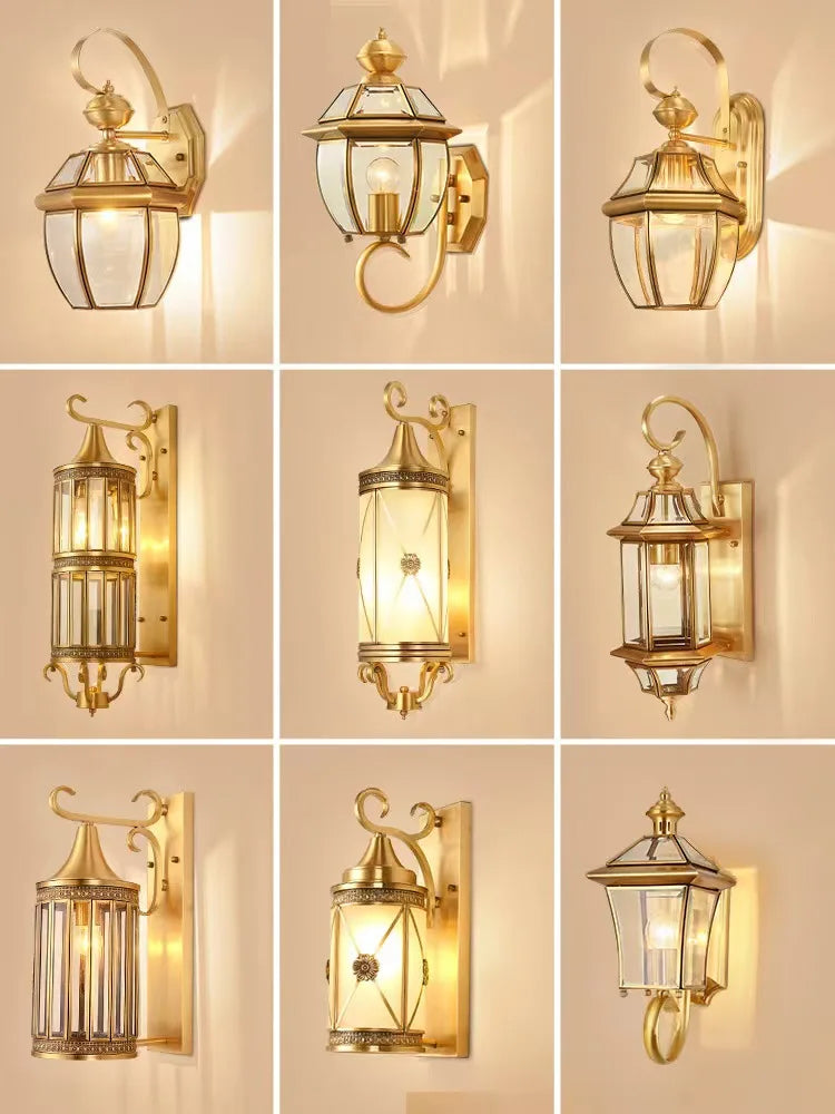 Outdoor copper wall light