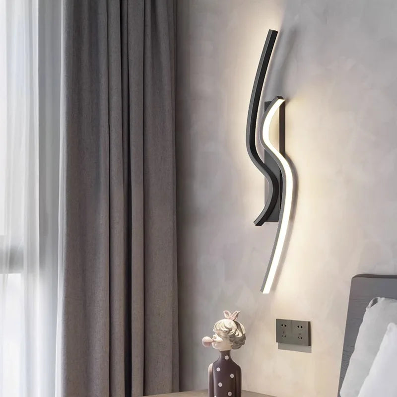 Large ring wall light above a sofa
