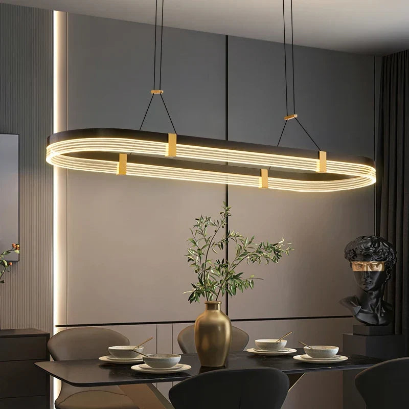 Linear LED pendant over an island