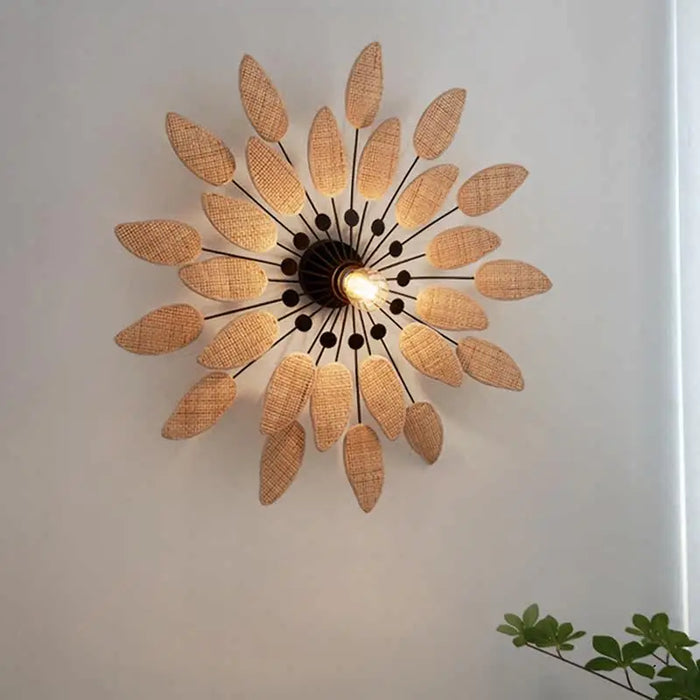 Wabi sabi rattan wall light