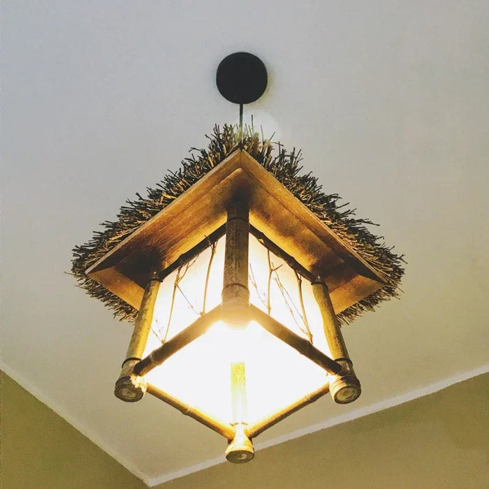 Handwoven wicker wall light