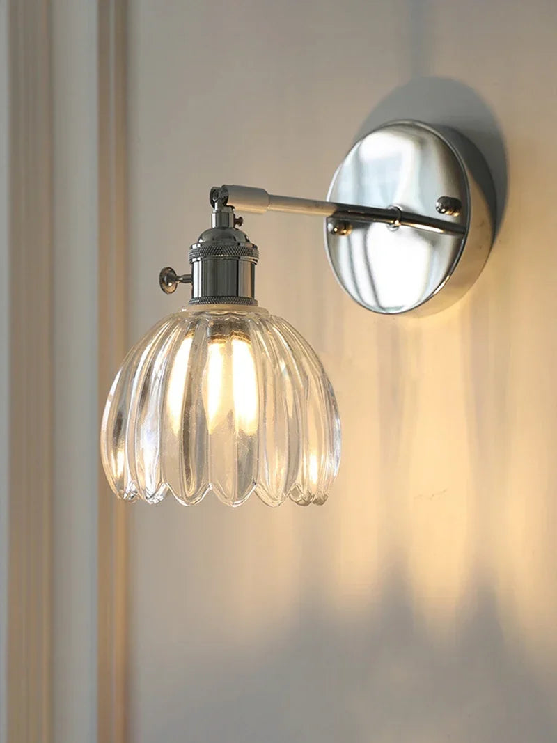 Chrome glass wall light