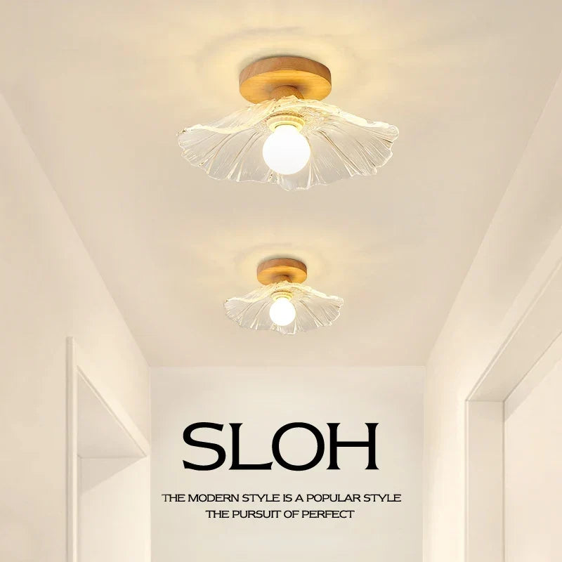 Log wood ceiling light
