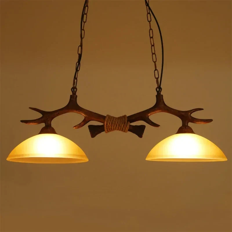 Double wood pendant over a table