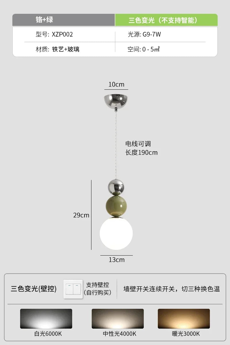French Chrome LED Pendant, view 9