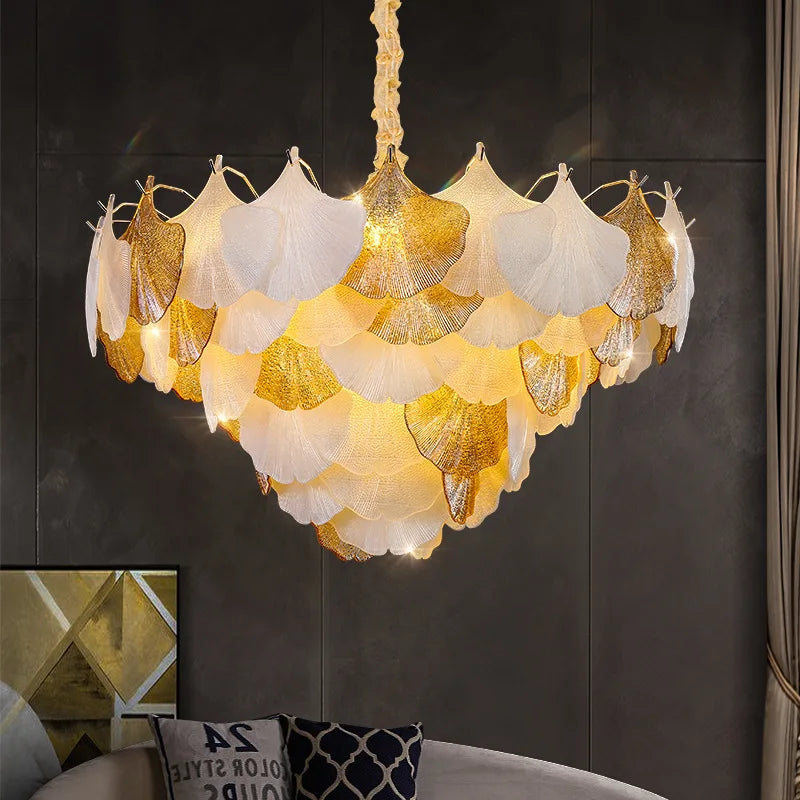 Shell glass chandelier