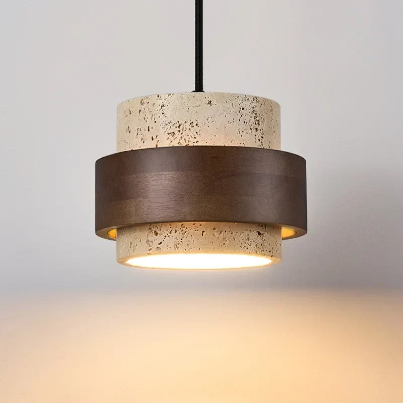 Walnut wood and stone pendant