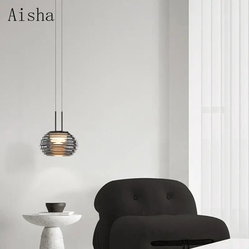 Modern light gray glass pendant