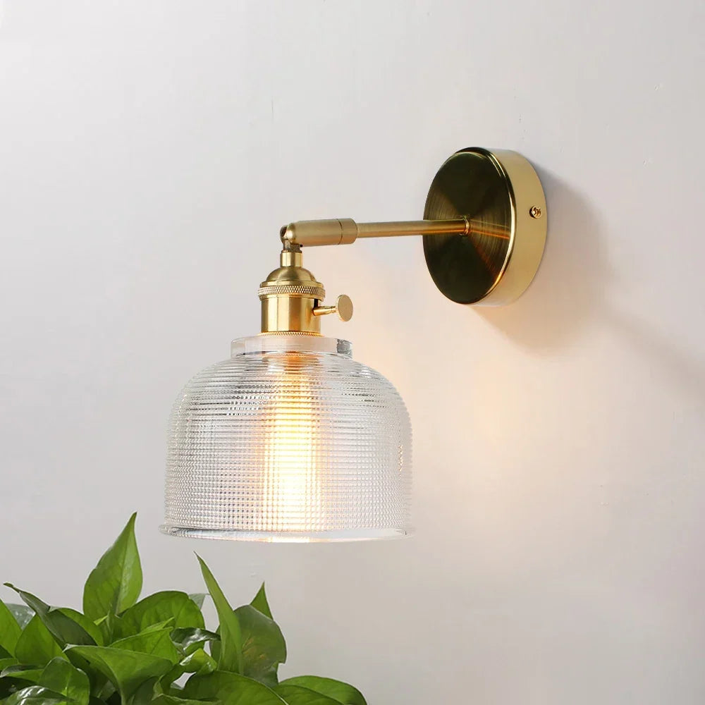 Copper glass wall light